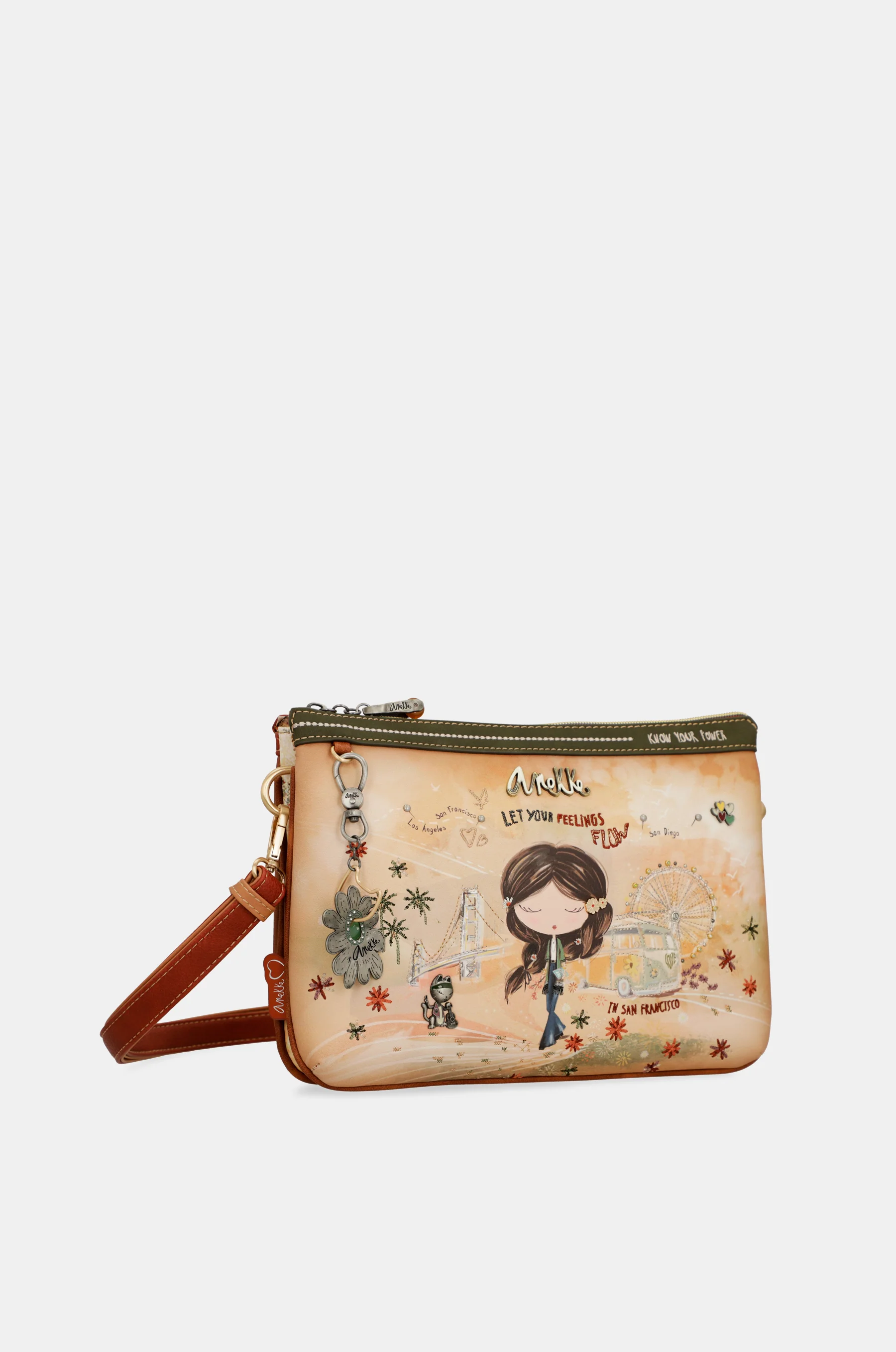 Bandolera estampada Peace & Love Camel - Image 7