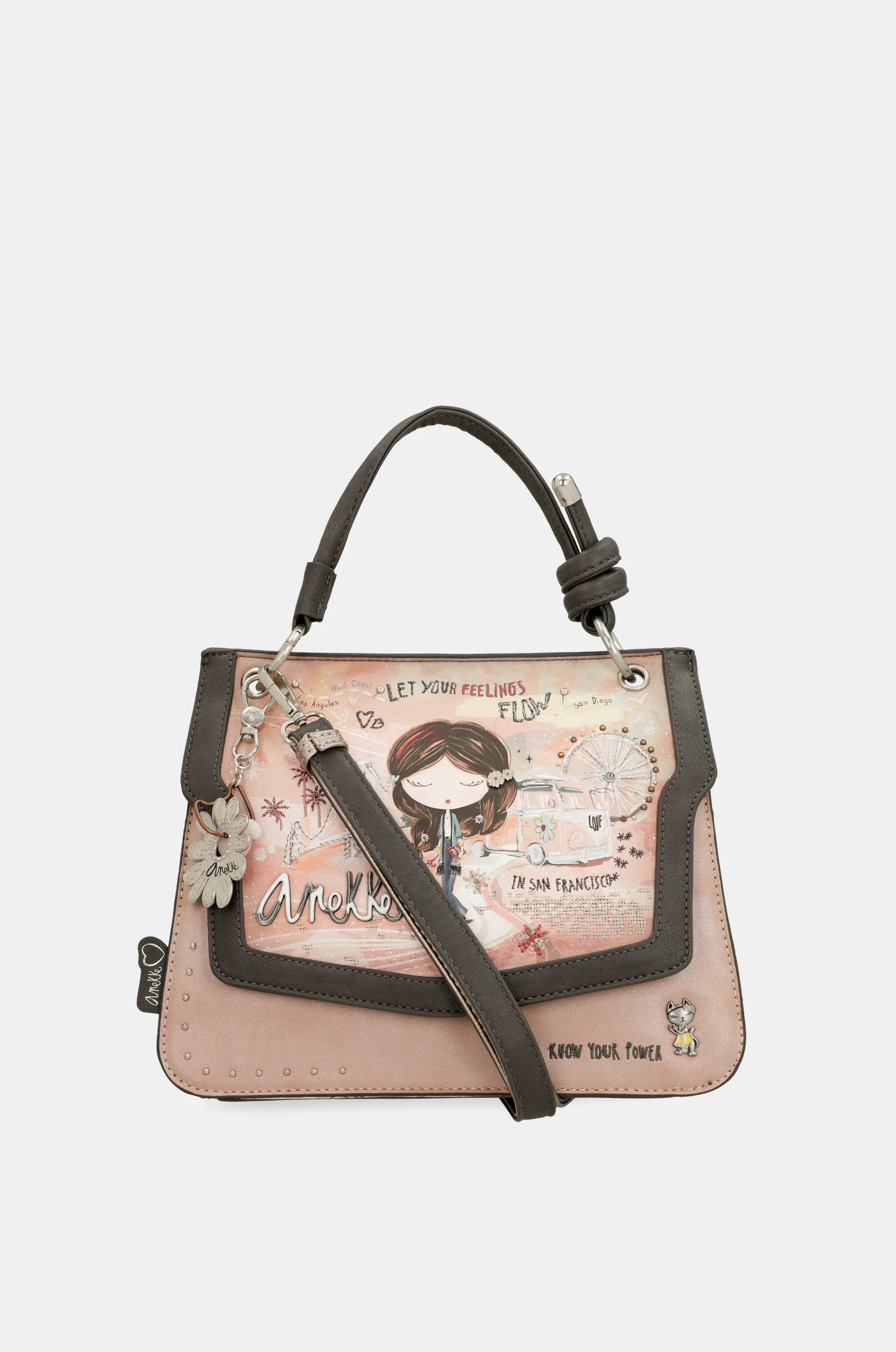 Bolso de solapa Peace & Love rosa - Image 10
