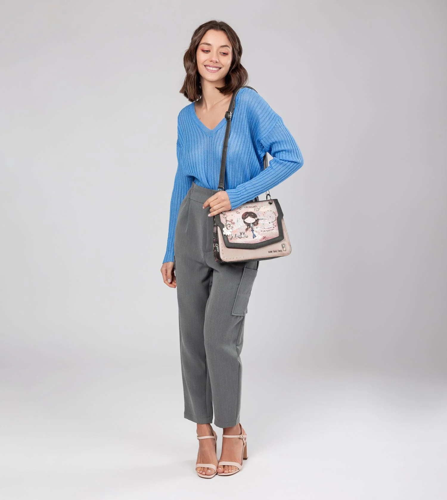 Bolso de solapa Peace & Love rosa - Image 6