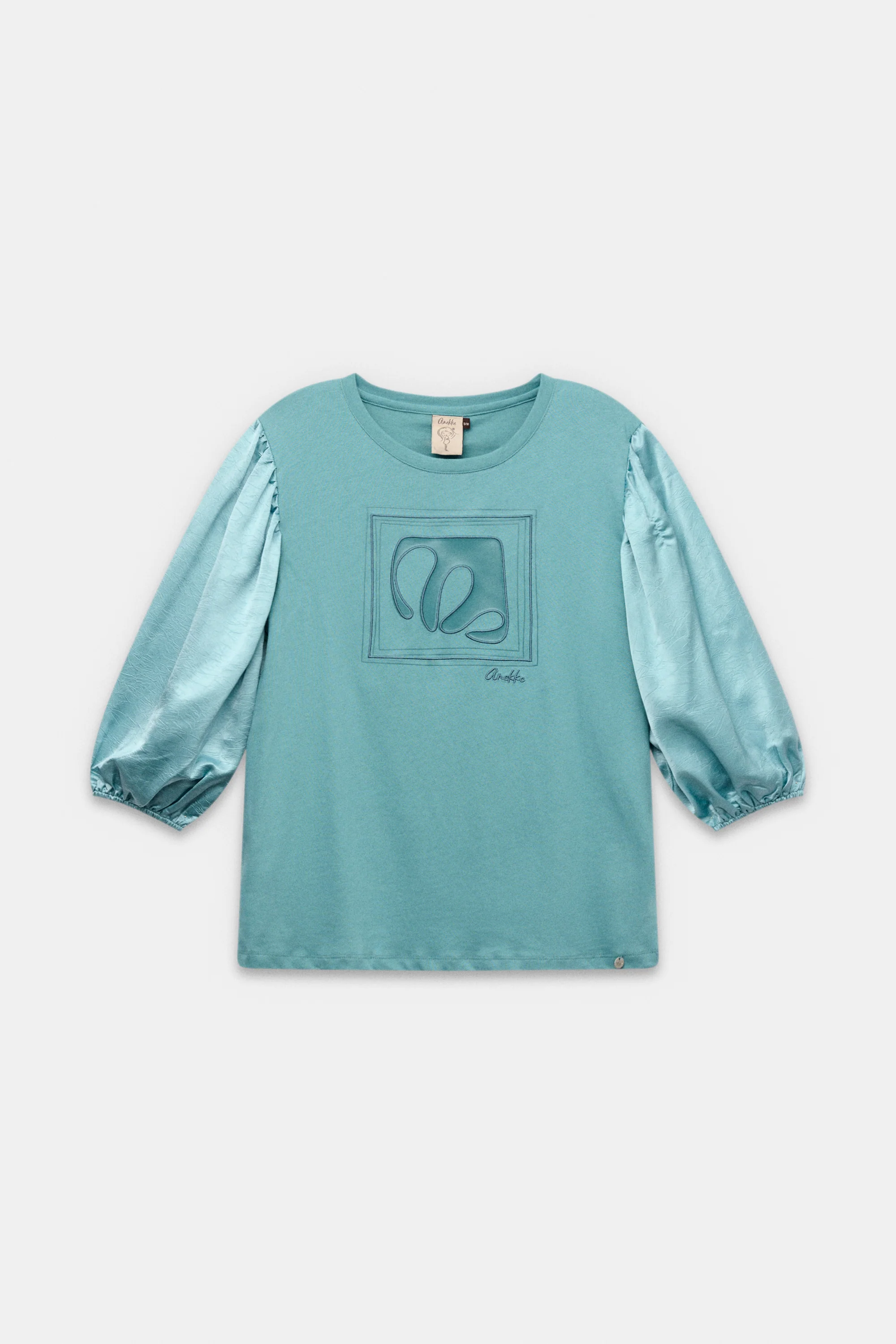 Camiseta con manga abullonada azul