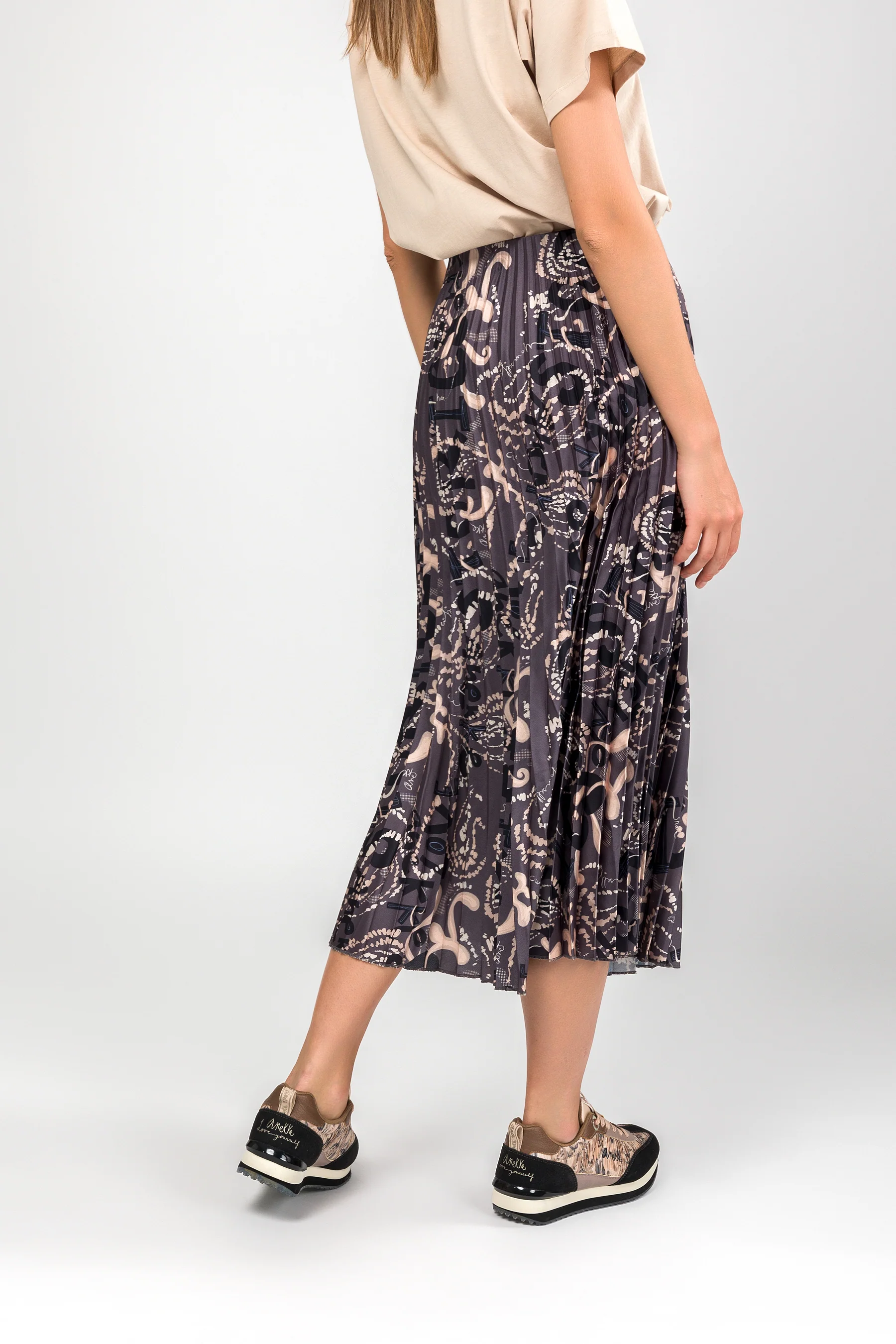 Falda plisada gris y print - Image 2