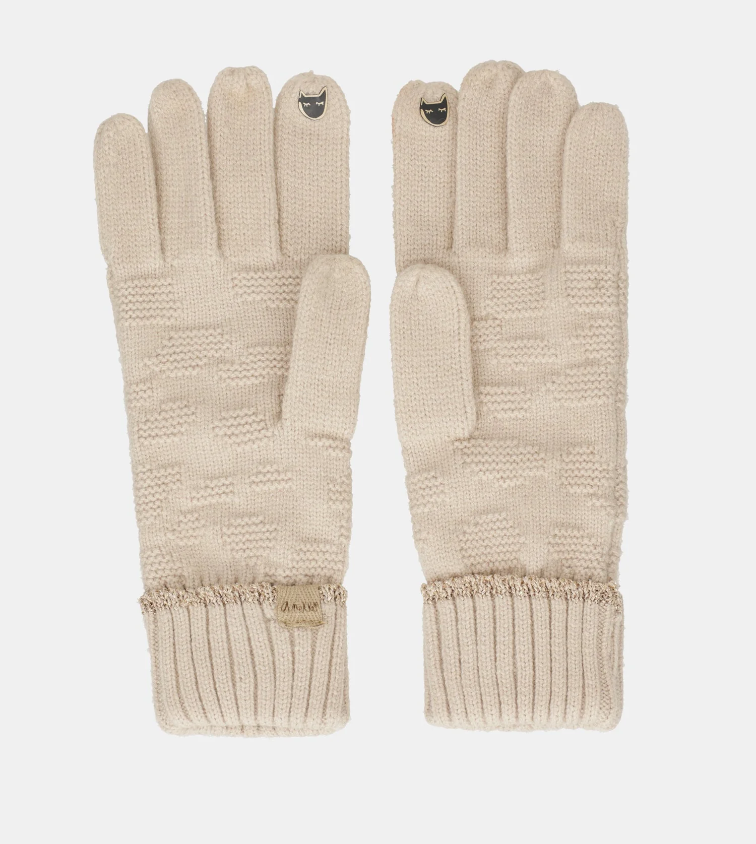 Guantes de punto beige - Image 2