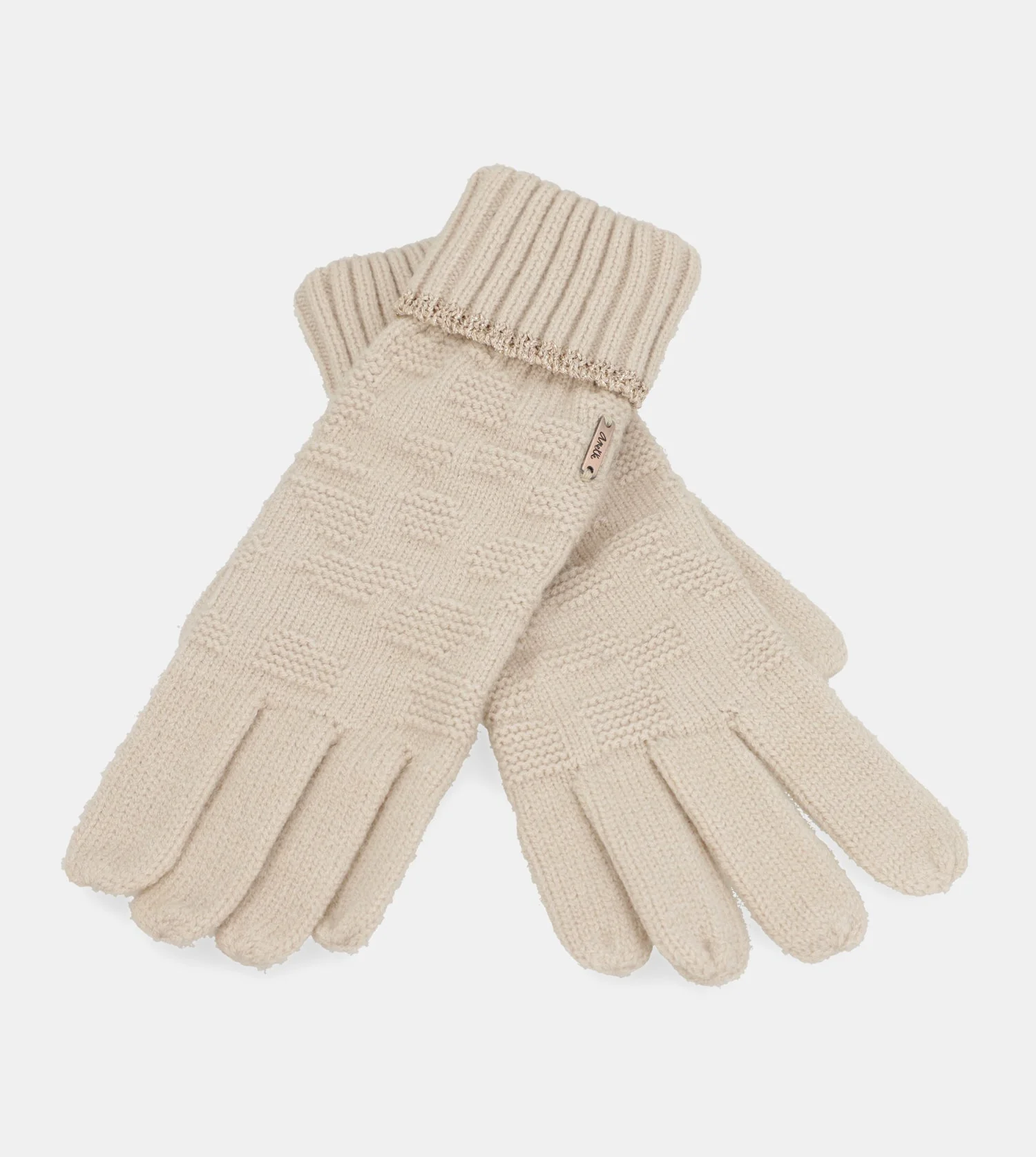 Guantes de punto beige - Image 3