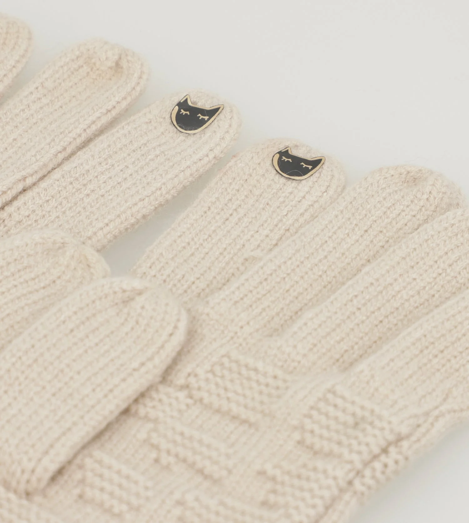 Guantes de punto beige - Image 5