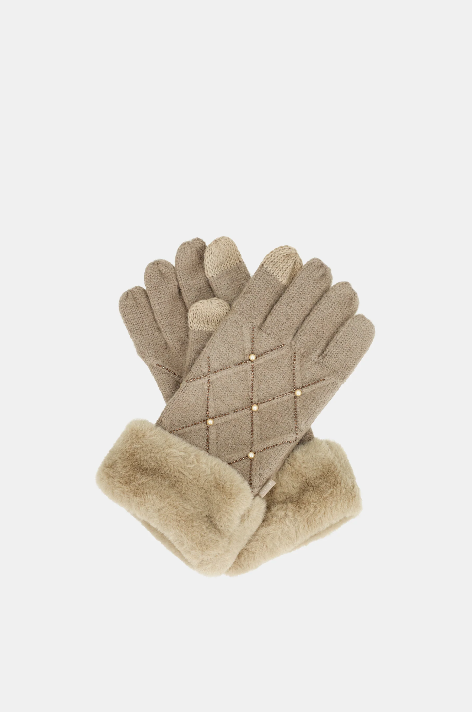 Guantes de punto beige con detalles - Image 6